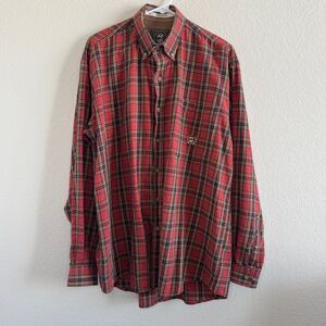 Cinch Long Sleeve Button Down Plaid 100% Cotton Medium EUC